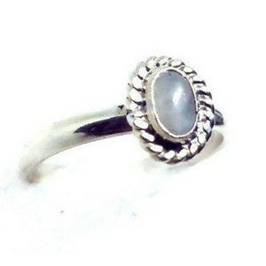 925 sterling silver moonstone crystal Ring blue fire handmade jewelry minimal